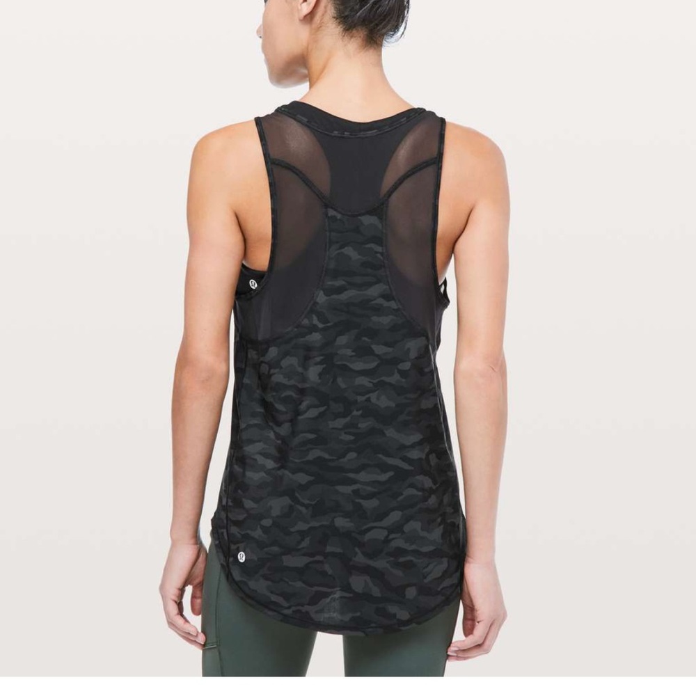 Lululemon Sculpt Tank II Sequoia Camo Print Deep Coal Black / Black